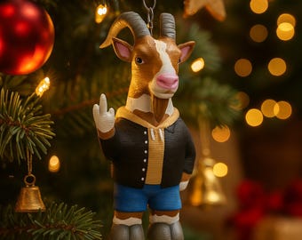 Tree decoration, Middle Finger Goat Figurine – 3D-Printed Desk Decor, Eco-Friendly Sculpture
