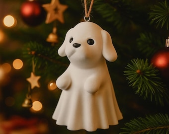 Appendino per albero - Figurina di cane fantasma - Decorazione per Halloween con stampa 3D