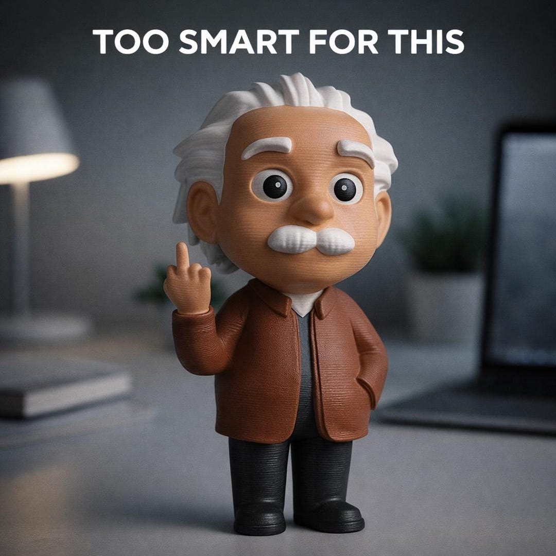 Einstein Middle Finger Figurine Funny Scientist Decor Sarcastic