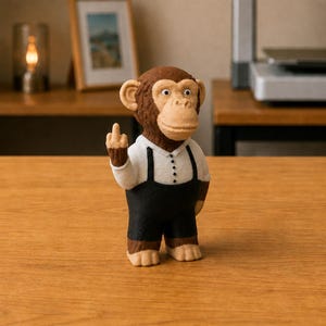Monkey Middle Finger Figurine: Sarcastic Desk Statue, Bold Animal Decor