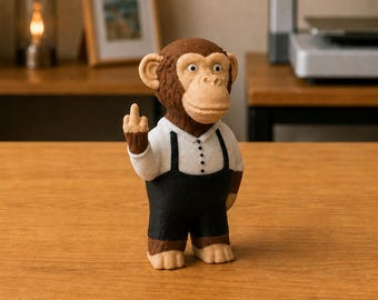 Monkey Middle Finger Figurine: Sarcastic Desk Statue, Bold Animal Decor