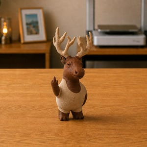 3D Printed Elk Figurine: Sarcastic Woodland Desk Statue, Gag Gift for Coworker