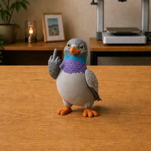 Middle Finger Pigeon – Funny Coworker Gift and Sarcastic Desk Decor