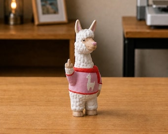 Sarkastische Alpaka-Figur: Freche Schreibtischdeko, 3D-gedruckte Statue als Scherzgeschenk