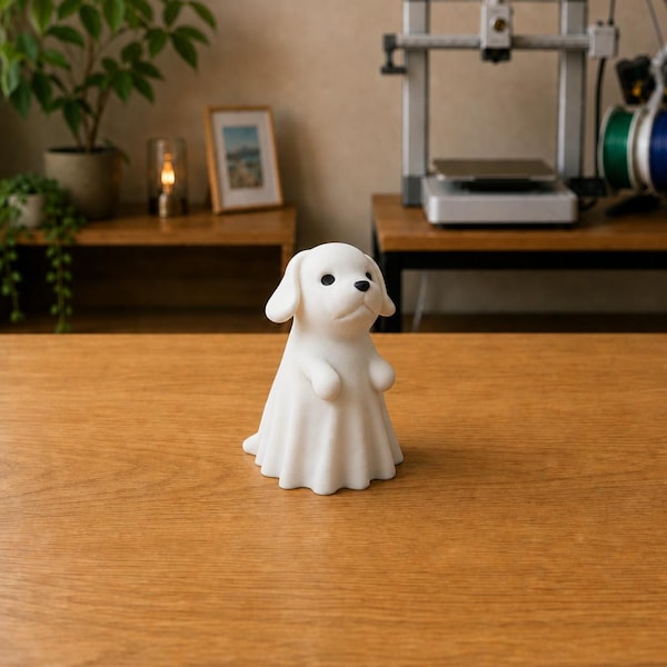 Statuetta di cane fantasma – Decorazione per cani di Halloween stampata in 3D