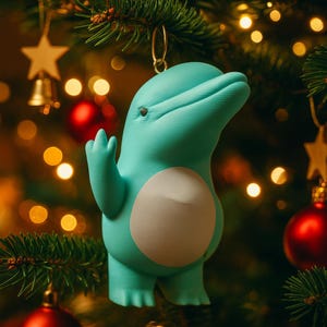 Trädhängare, Delfin som vänder långfingret – Humoristisk 3D-printad marin dekor