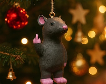 Tree decoration, Middle Finger Rat – Funny 3D-Printed Rodent Figurine
