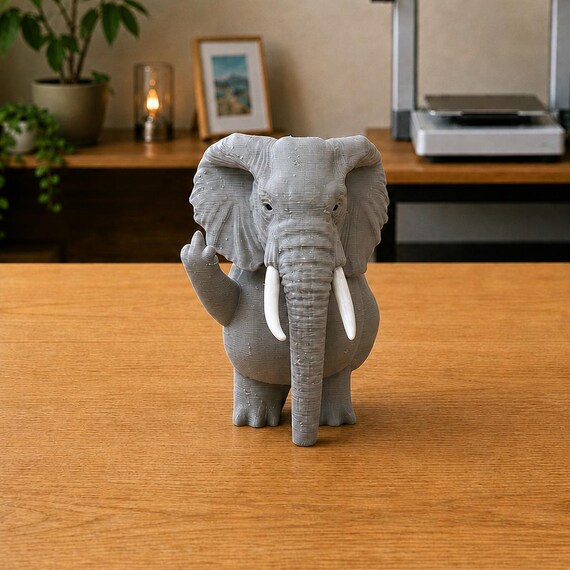 Christmas Decoration Elephant Statue Flipping the Middle Finger