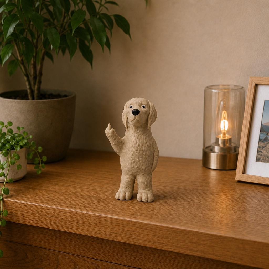 Golden Retriever Figurine: Sarcastic Desk Statue, Funny Dog Lover