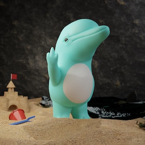 Dolphin Flipping the Middle Finger – Humorous 3D-Printed  Marine Decor, Unique Gift for Ocean Lovers, Eye-Catching Desk Ornament
