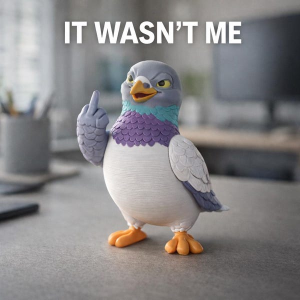 Rude pigeon figurine funny coworker gift sarcastic bird desk decor quirky office statue gag gift for colleague with dry humor taste
