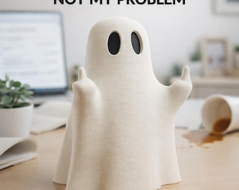 Ghost middle finger figurine funny rude halloween decor sarcastic desk statue spooky gag gift for coworker dark humor home accent