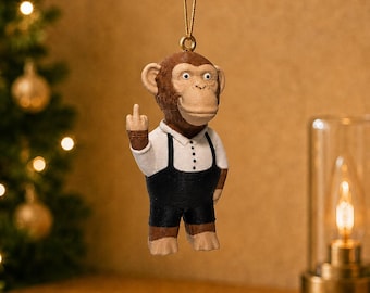 Christmas decoration , 3D-Printed  Middle Finger Ape Statue – Tree hanger