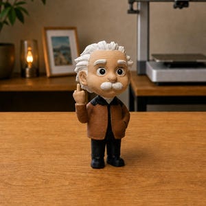3D Printed Einstein Figurine: Sarcastic Scientist Desk Statue, Nerd Humor Office Decor