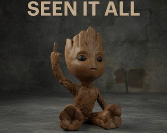 Tree creature middle finger figurine funny rude forest decor sarcastic wood spirit statue gag gift for coworker or fantasy lover