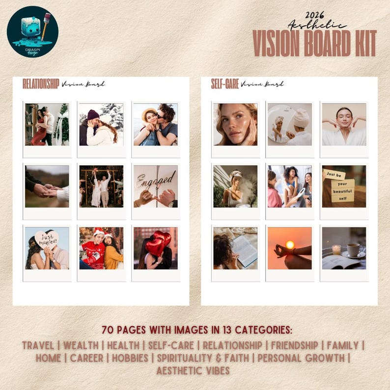 2026 Vision Board Kit Printable | Aesthetic Dream Board Images ...
