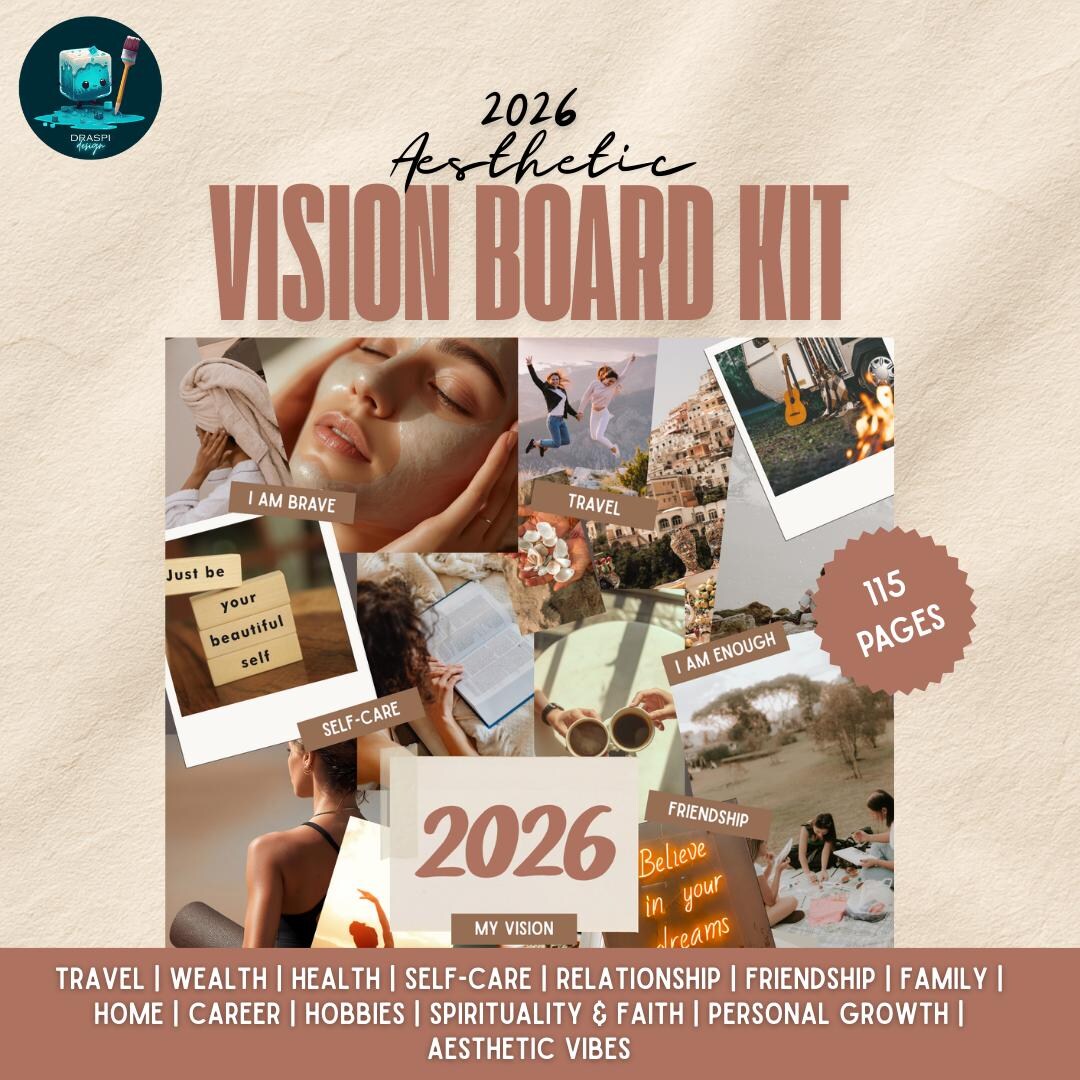 2026 Vision Board Kit Printable | Aesthetic Dream Board Images ...