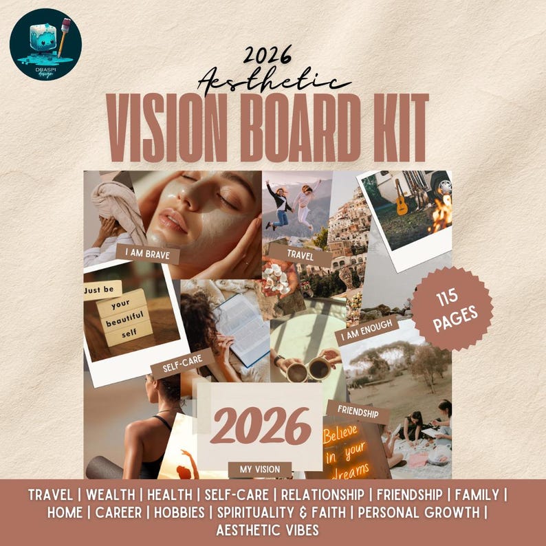 2026 Vision Board Kit Printable | Aesthetic Dream Board Images ...