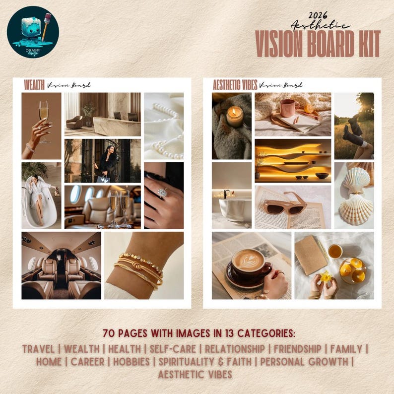 2026 Vision Board Kit Printable | Aesthetic Dream Board Images ...