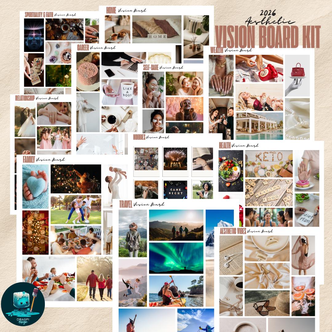 2026 Vision Board Kit Printable | Aesthetic Dream Board Images ...