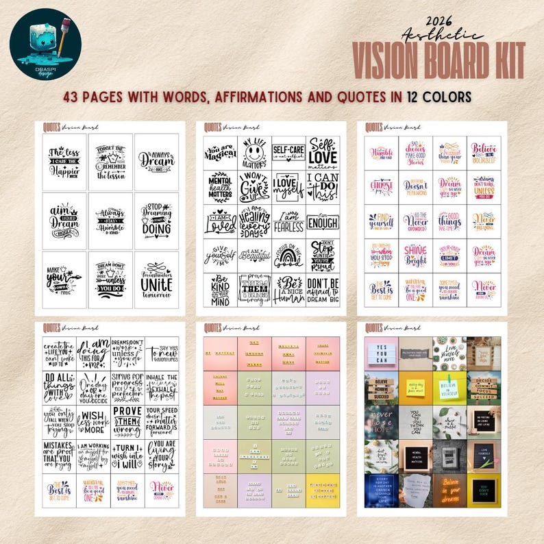 2026 Vision Board Kit Printable | Aesthetic Dream Board Images ...
