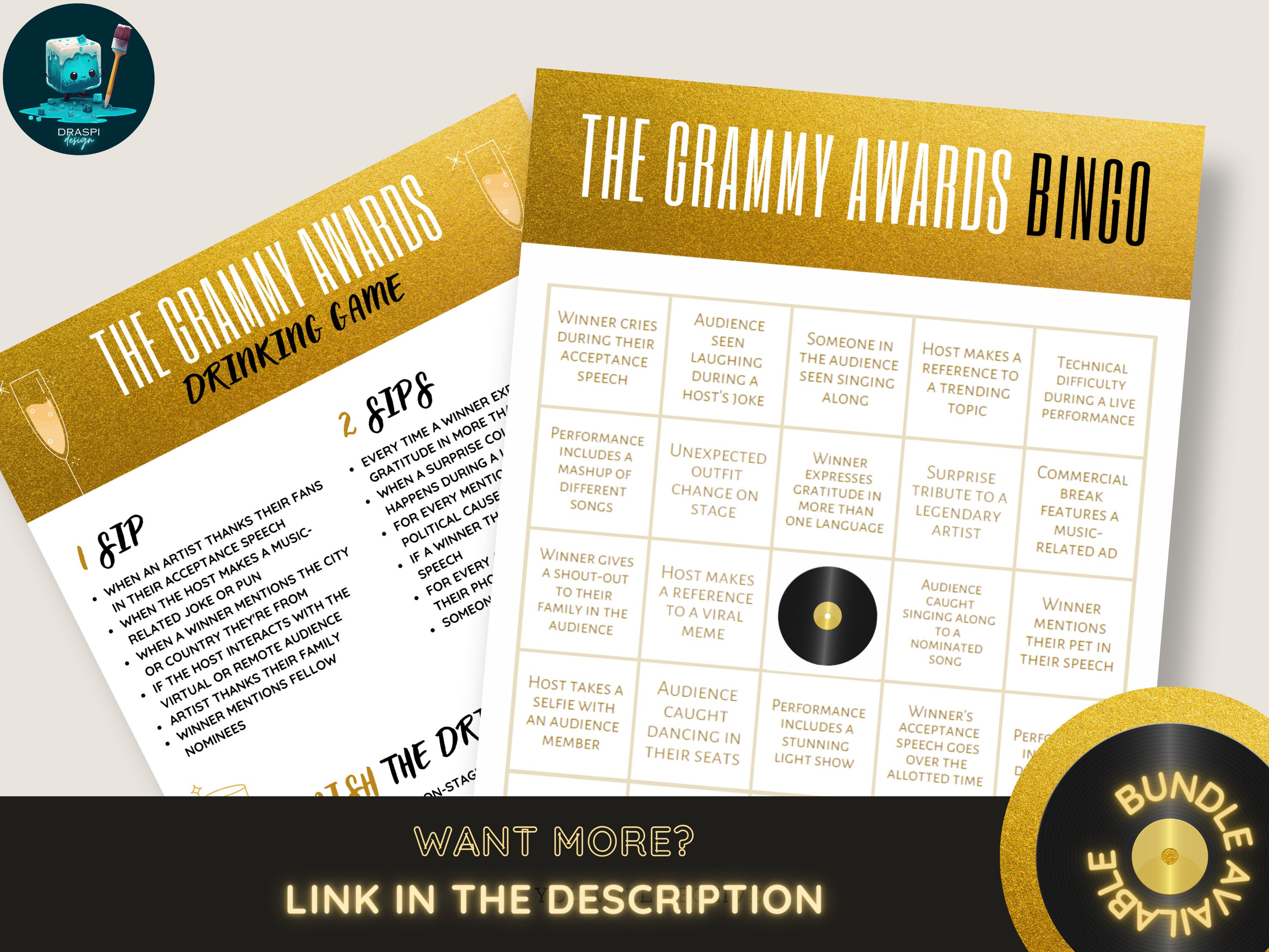 66th Grammy Awards Party Cupcake Toppers 4 Designs Cupcake Decor Party ...