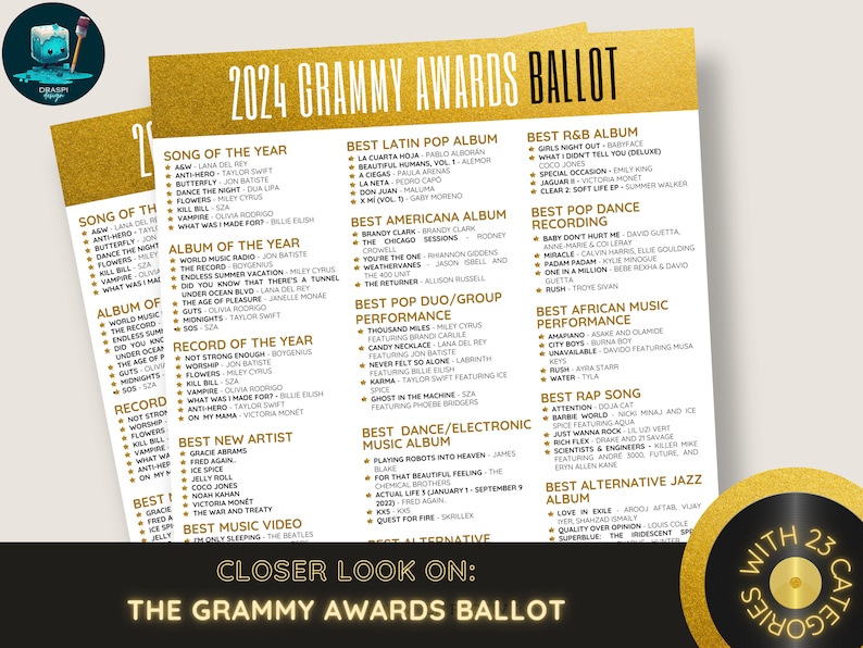 Printable Grammy Ballot 2025 Breena Ammamaria