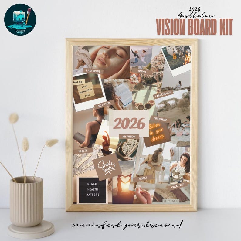 2026 Vision Board Kit Printable | Aesthetic Dream Board Images ...