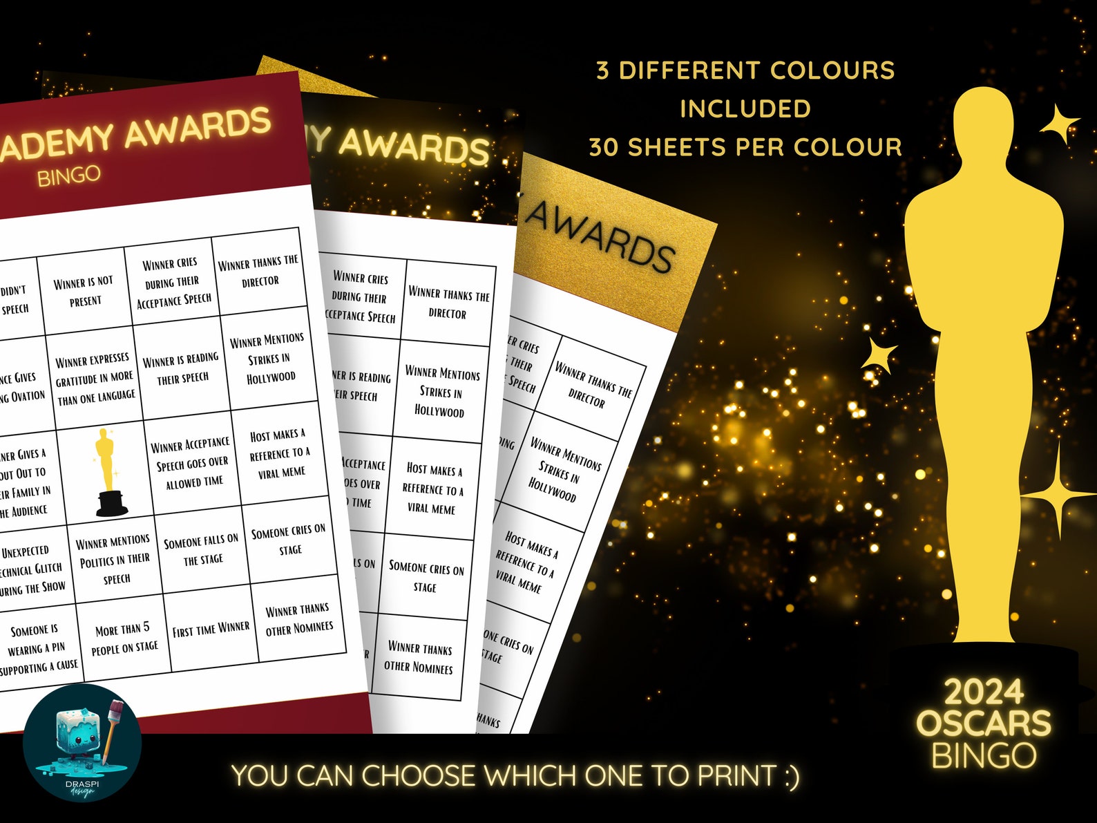 96th Academy Awards Party BINGO Game Fun Game for Adults Party ...