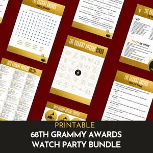 Pacchetto serate di gioco per la 68a edizione dei Grammy Awards / Pacchetto stampabile per la serata di osservazione degli Academy Music / Grammy 2026 / Download immediato