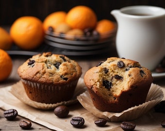 Muffins de café Receta para hornear Muffins de espresso Muffins caseros Receta fácil de muffins Muffins de pasas Ralladura de naranja para hornear Molde para muffins Consejo para hornear