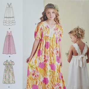 Uncut Simplicity 8352 Child&#39;s and Girls&#39; Dress with Bodice and Skirt Variations Sewing Pattern | Size 3- 6 & Size 7- 14
