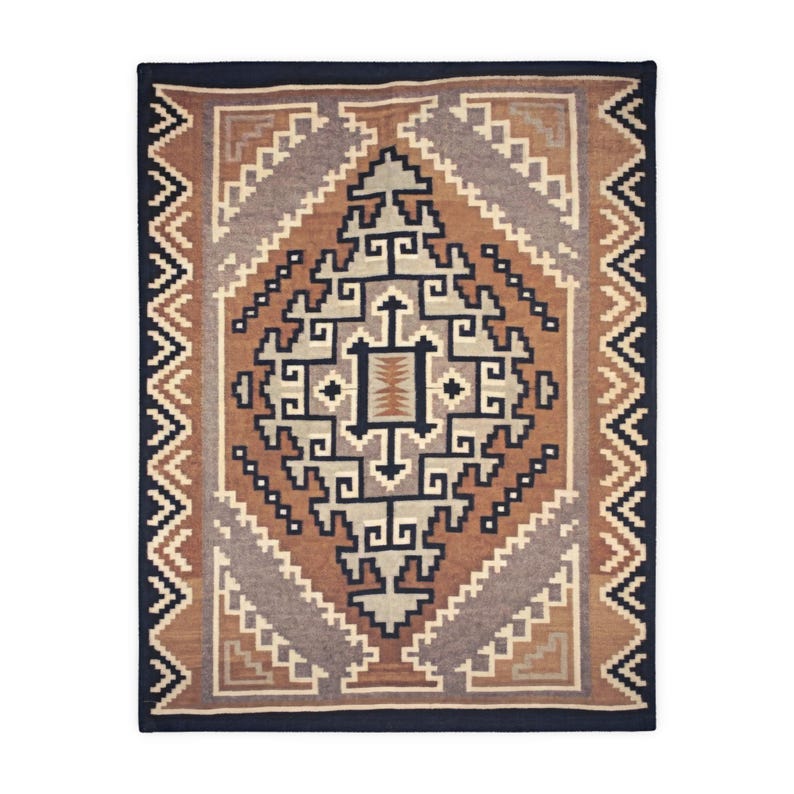 Gold Southwestern Navajo Blanket- Timeless Navajo Artistry, Print on Both Sides Microfiber Fleece Throw, Early 1900s image 2