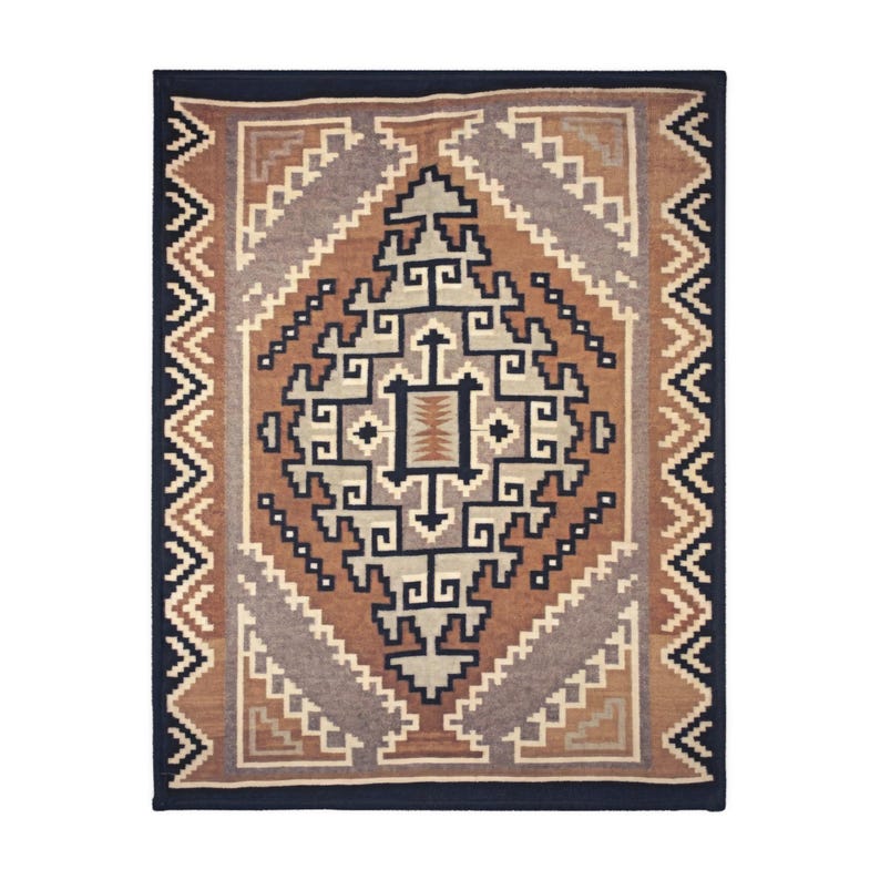 Gold Southwestern Navajo Blanket- Timeless Navajo Artistry, Print on Both Sides Microfiber Fleece Throw, Early 1900s image 12