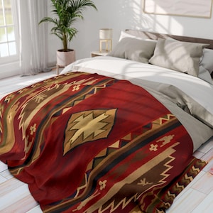 Navajo c.1920 Horse Saddle Blanket - Historic Design Printed on Lightweight Decorative Throw