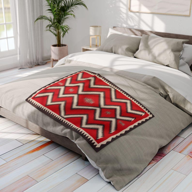 Navajo c.1915 Saddle Blanket Reprint - Authentic Historic Geometric Weaving on Decorative Throw Blanket 30'' × 40''