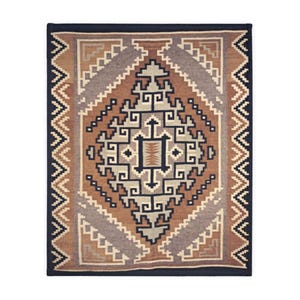 Gold Southwestern Navajo Blanket- Timeless Navajo Artistry, Print on Both Sides Microfiber Fleece Throw, Early 1900s image 8