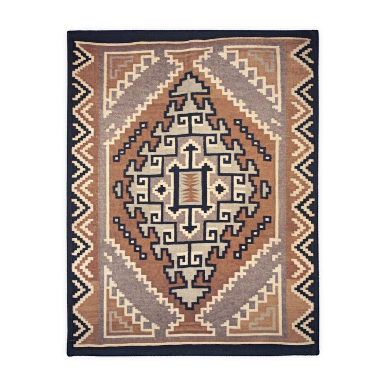 Gold Southwestern Navajo Blanket- Timeless Navajo Artistry, Print on Both Sides Microfiber Fleece Throw, Early 1900s image 11