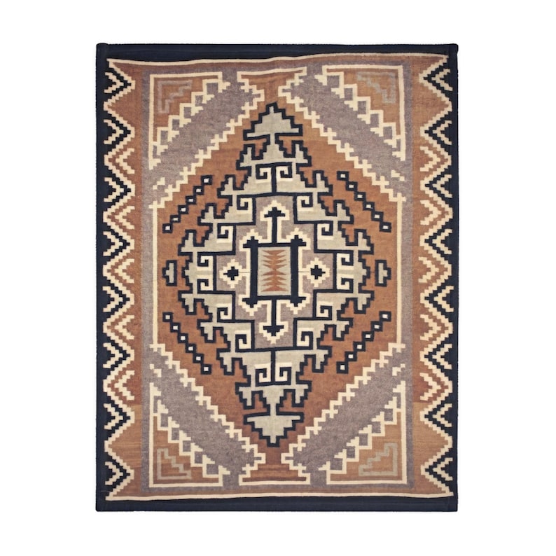 Gold Southwestern Navajo Blanket- Timeless Navajo Artistry, Print on Both Sides Microfiber Fleece Throw, Early 1900s image 3