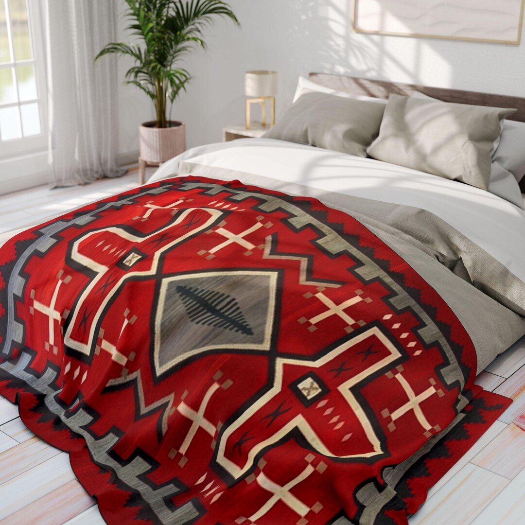 Native Natural Throw Navajo Indian C.1870 Serape Reproduction - Historic Design Decorative ...