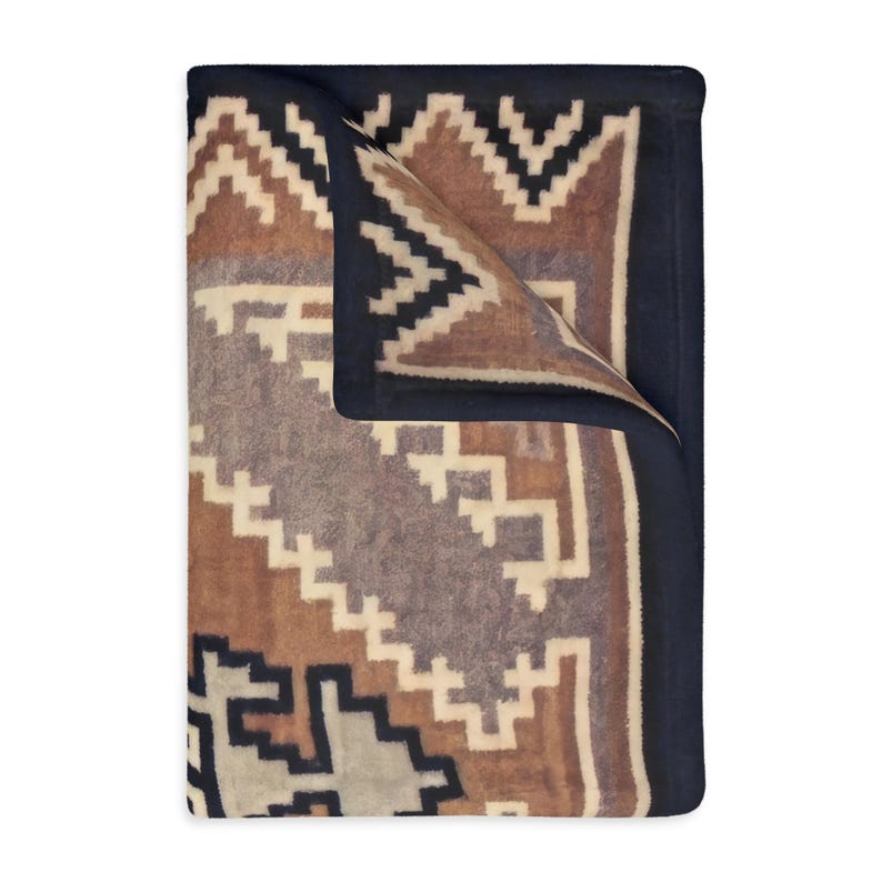 Gold Southwestern Navajo Blanket- Timeless Navajo Artistry, Print on Both Sides Microfiber Fleece Throw, Early 1900s image 4