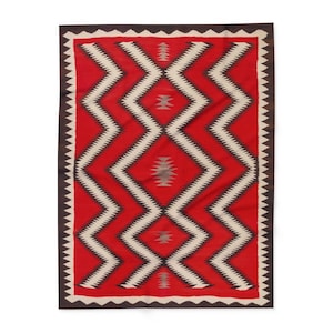 Navajo c.1915 Saddle Blanket Reprint - Authentic Historic Geometric Weaving on Decorative Throw Blanket image 4