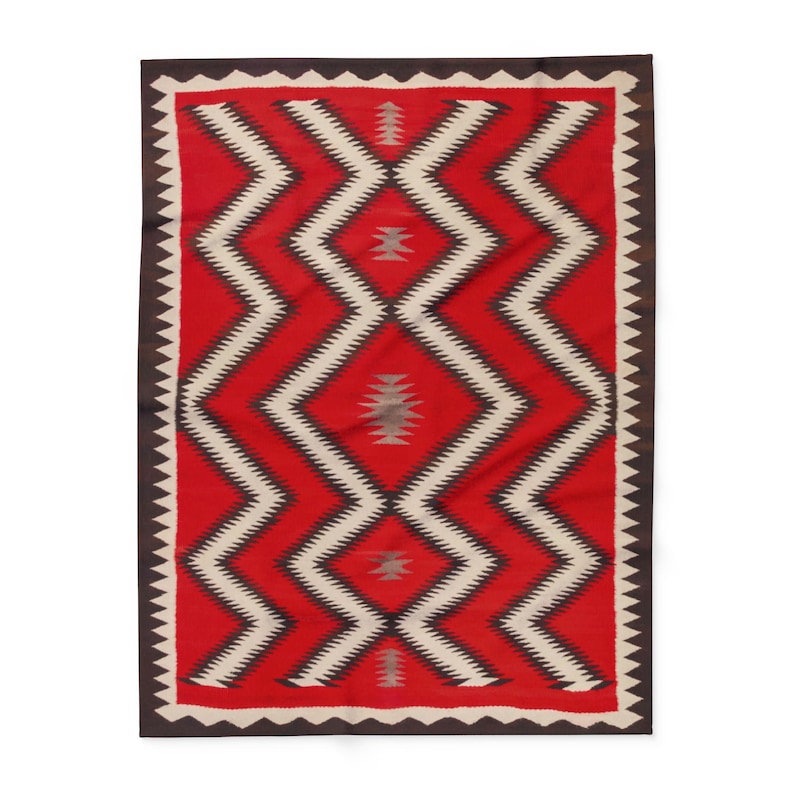 Navajo c.1915 Saddle Blanket Reprint - Authentic Historic Geometric Weaving on Decorative Throw Blanket image 4