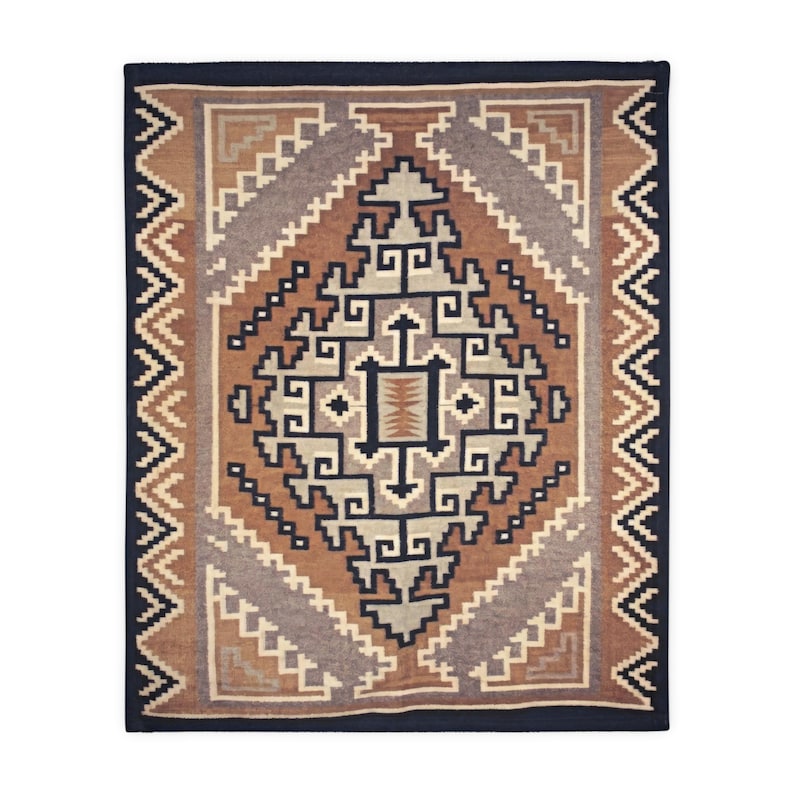 Gold Southwestern Navajo Blanket- Timeless Navajo Artistry, Print on Both Sides Microfiber Fleece Throw, Early 1900s image 7