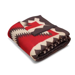 Navajo c.1915 Saddle Blanket Reprint - Authentic Historic Geometric Weaving on Decorative Throw Blanket image 8