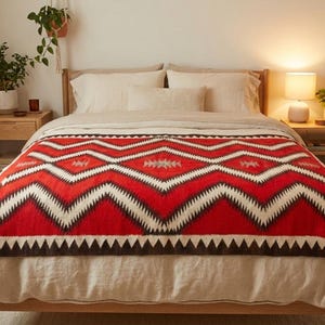 Navajo c.1915 Saddle Blanket Reprint - Authentic Historic Geometric Weaving on Decorative Throw Blanket image 3