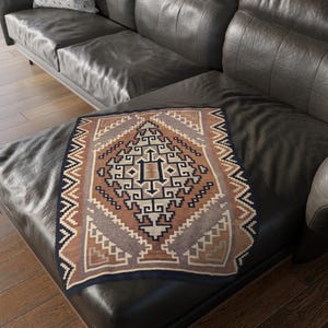 Gold Southwestern Navajo Blanket- Timeless Navajo Artistry, Print on Both Sides Microfiber Fleece Throw, Early 1900s 40" × 30"