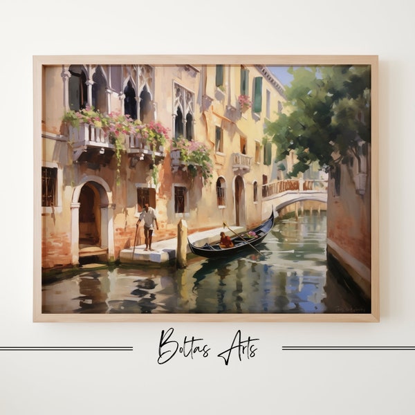 Venice Cityscape Painting | Vintage Wall Art | Citylife Print | Printable City Scenery Oil Painting | Downloadable Artwork | BoltasArts