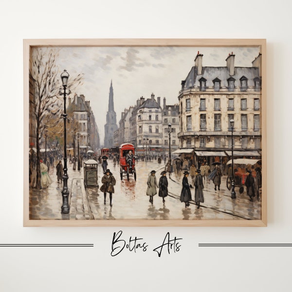 French Cityscape Painting | Vintage Wall Art | Citylife Print | Printable City Scenery Oil Painting | Downloadable Artwork | BoltasArts