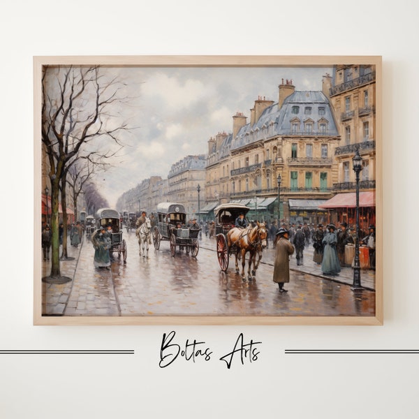 French Cityscape Painting | Vintage Wall Art | Citylife Print | Printable City Scenery Oil Painting | Downloadable Artwork | BoltasArts